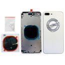 iPhone 8 PLUS Silver Back Housing Assembly Metal MidFrame w/Back Glass - Wireless Charging pad - Sim Card Tray and Camera Frame and Lens - CELL4LESS