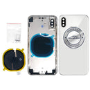 iPhone X SILVER Back Housing Assembly Metal MidFrame w/ Back Glass - Wireless Charging pad - Sim Card Tray and Camera Frame and Lens - CELL4LESS