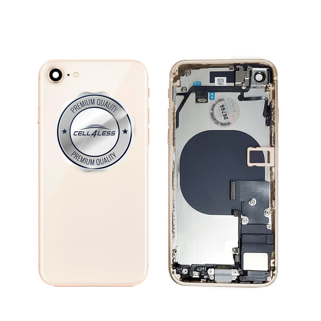 iPhone 8 GOLD Rear Housing Midframe Assembly w/ Pre-Installed Components -  No Logo