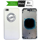 iPhone 8 PLUS Silver Back Housing Assembly Metal MidFrame w/Back Glass - Wireless Charging pad - Sim Card Tray and Camera Frame and Lens - CELL4LESS