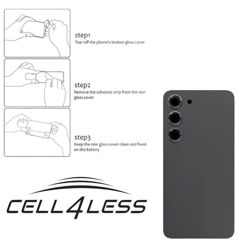 Samsung Galaxy S23  Replacement Back Glass w/Lens Installed Color : Phantom Black