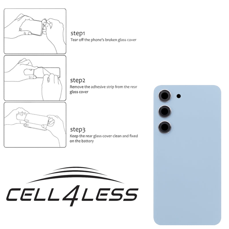 Samsung Galaxy S23  Replacement Back Glass w/Lens Installed Color : Sky Blue