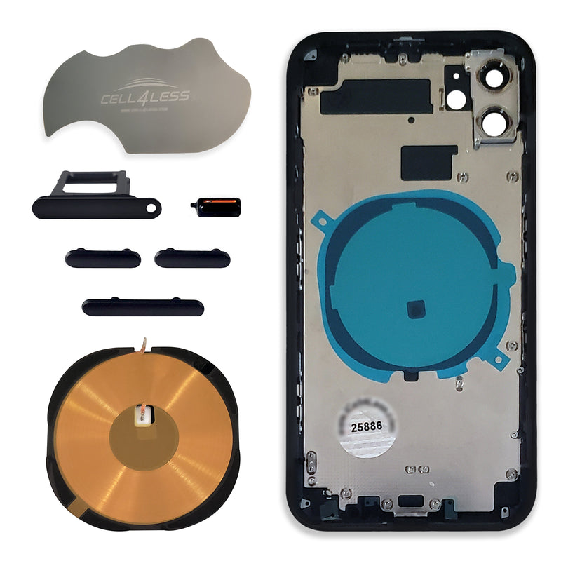 iPhone 11 Housing with Wireless Charging Pad, Volume Buttons and Sim Tray - CELL4LESS