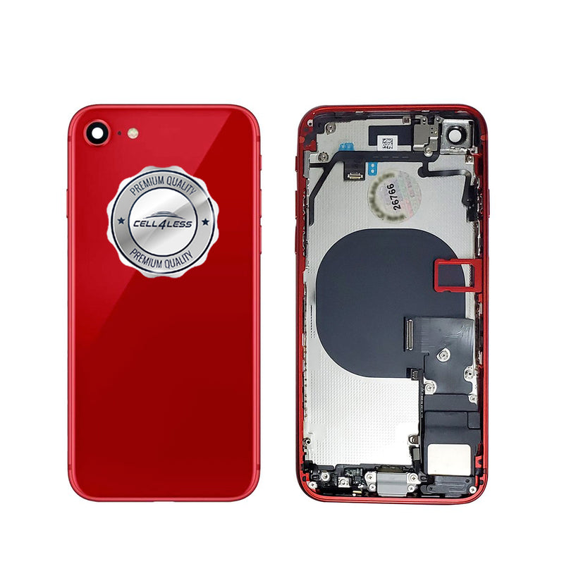 iPhone 8 RED Rear Housing Midframe Assembly w/ Pre-Installed Components - CELL4LESS