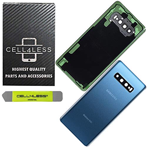 Samsung Galaxy S10+ PLUS Back Glass OEM Replacement Battery Door Cover with Camera Lens, Pre-Installed Adhesive G975 Models - CELL4LESS