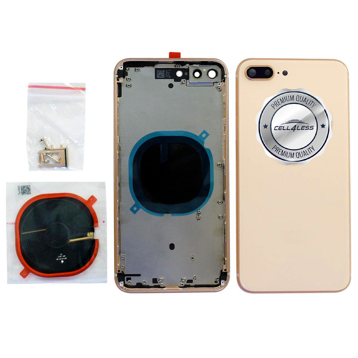 Back Shell Iphone 8g iPhone 8 PLUS Gold Back Housing Assembly Metal MidFrame w/Back Glass ...