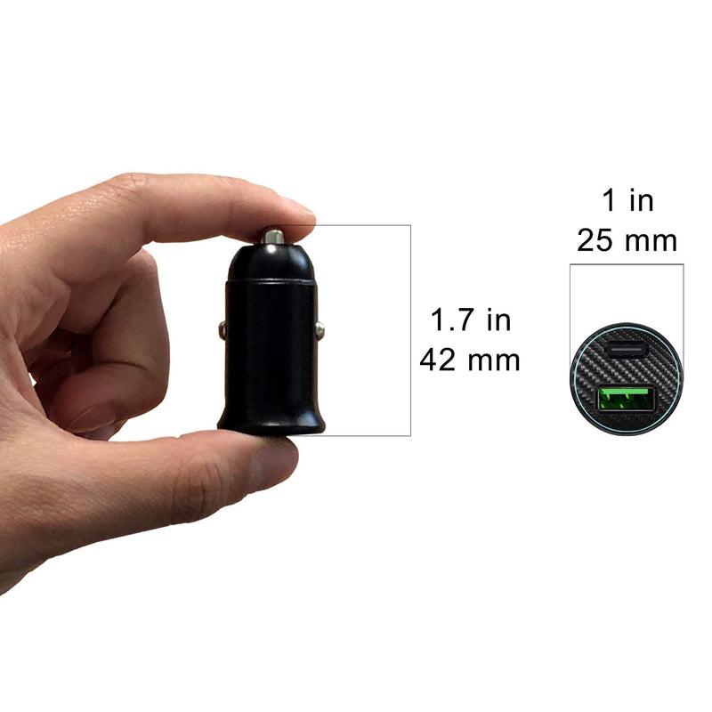 Cell4Less Mini Car Charger Alloy Metal PD 3.0 & QC, Dual Port USB-C PD - CELL4LESS