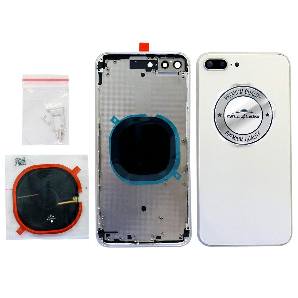 iPhone 8 PLUS Silver Back Housing Assembly Metal MidFrame w/Back Glass ...