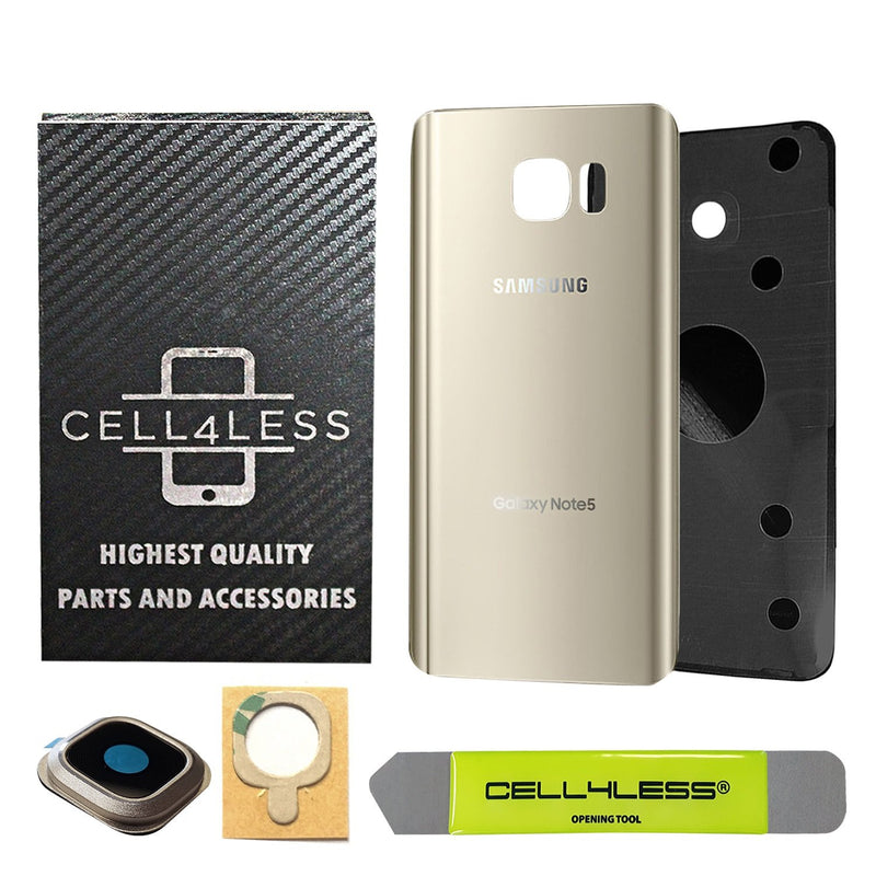 Samsung Galaxy Note 5 Back Glass Replacement with Camera Lens - Removal Tool Included - CELL4LESS