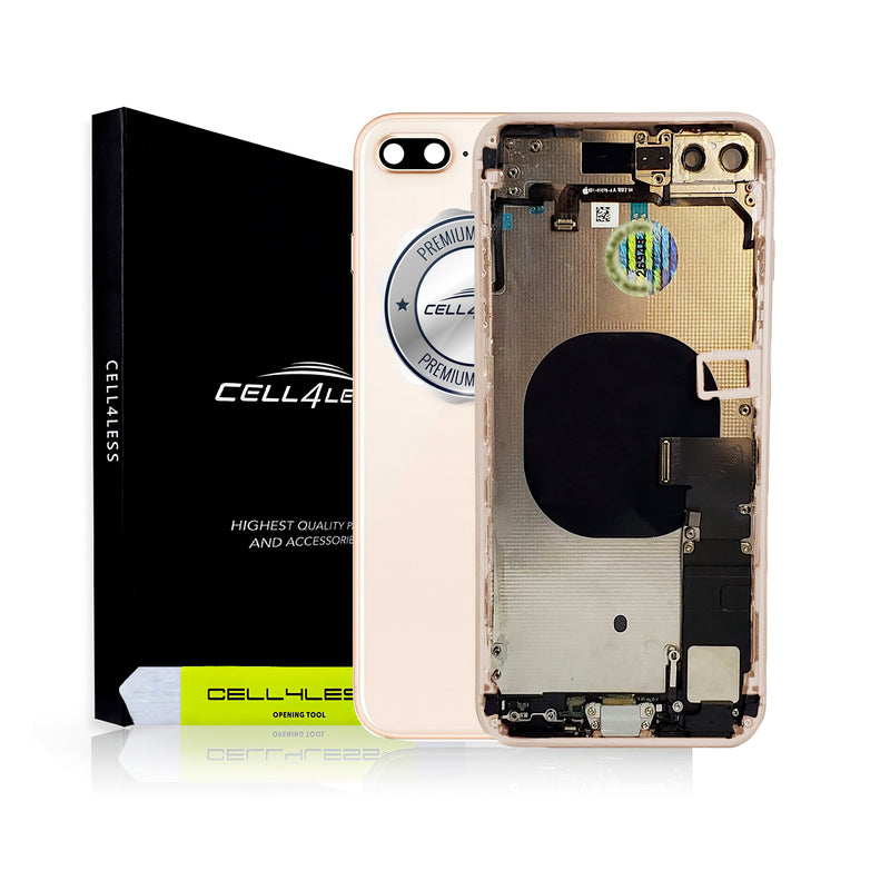 iPhone 8 PLUS GOLD Rear Housing Midframe Assembly w/ Pre-Installed Components - CELL4LESS
