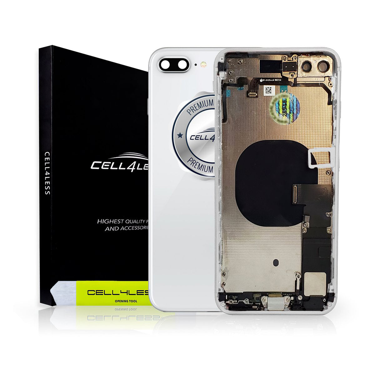 iPhone 8 PLUS SILVER Rear Housing Midframe Assembly w/ Pre-Installed C ...