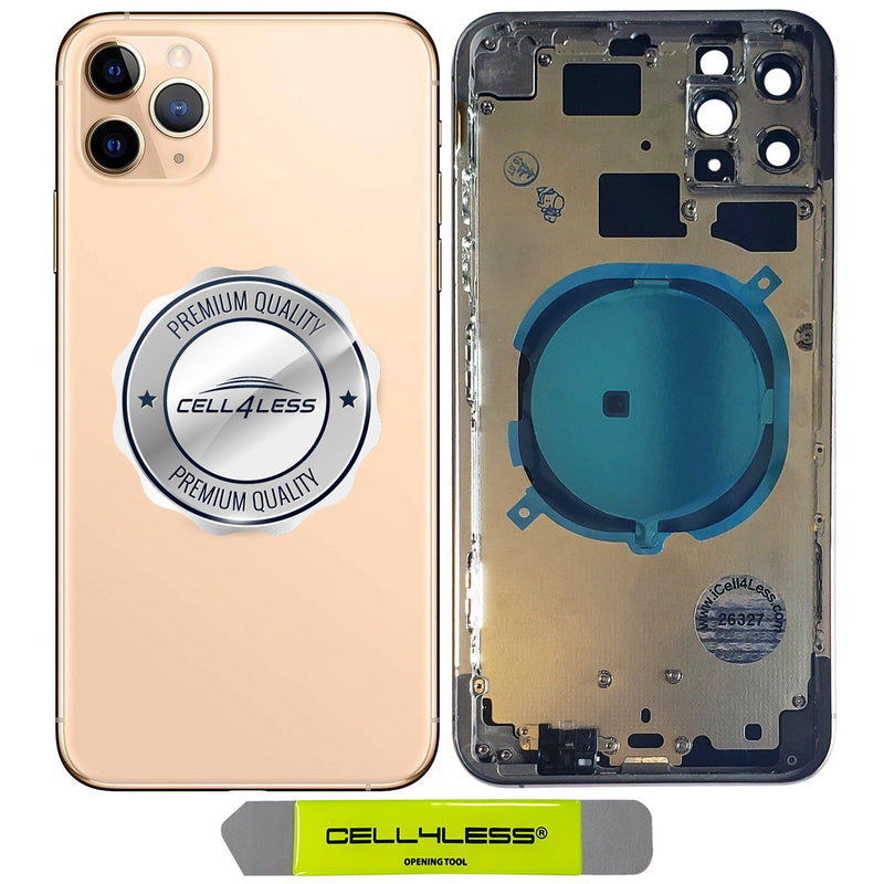 iPhone 11 PRO MAX Housing with Wireless Charging Pad, Volume Buttons and Sim Tray - CELL4LESS