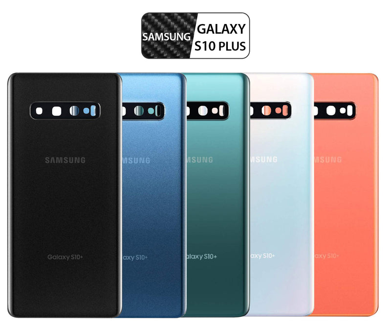 Samsung Galaxy S10+ PLUS Back Glass OEM Replacement Battery Door Cover with Camera Lens, Pre-Installed Adhesive G975 Models - CELL4LESS